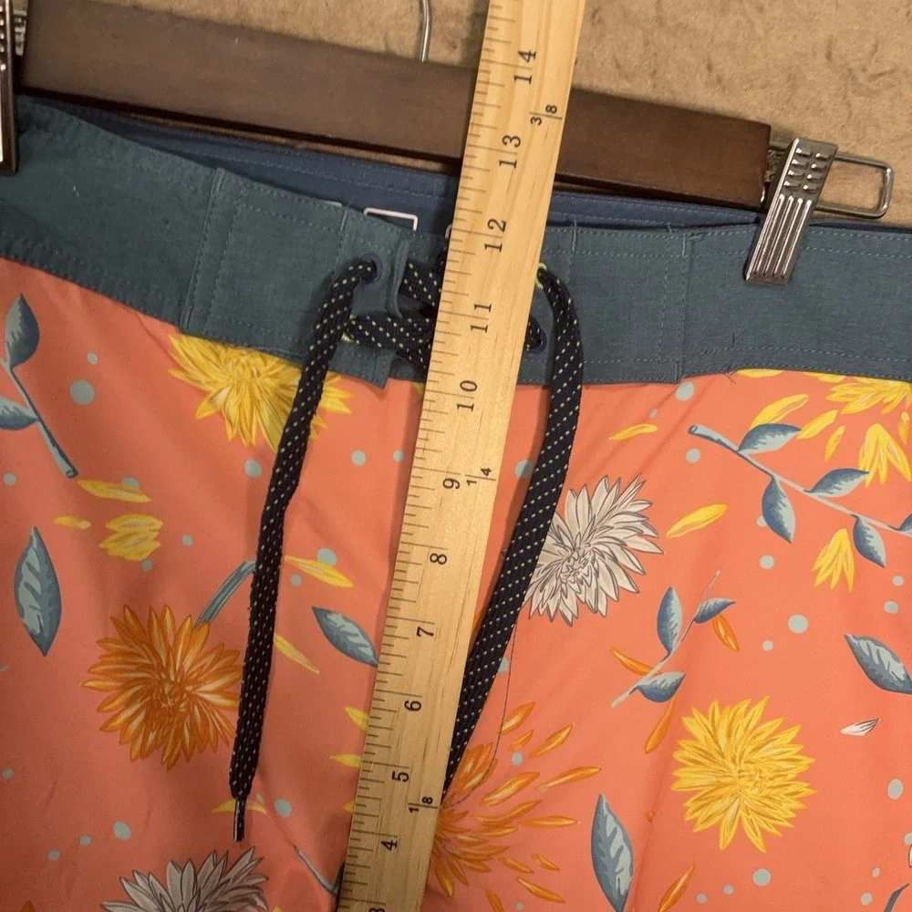William Murray Board Shorts Mens 34 Dark Peach Floral‎ Zip Pockets 9